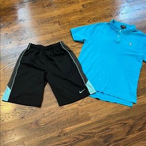Nike Black Athletic Dri fit Shorts & Polo golf style shirt
Both size XL boys